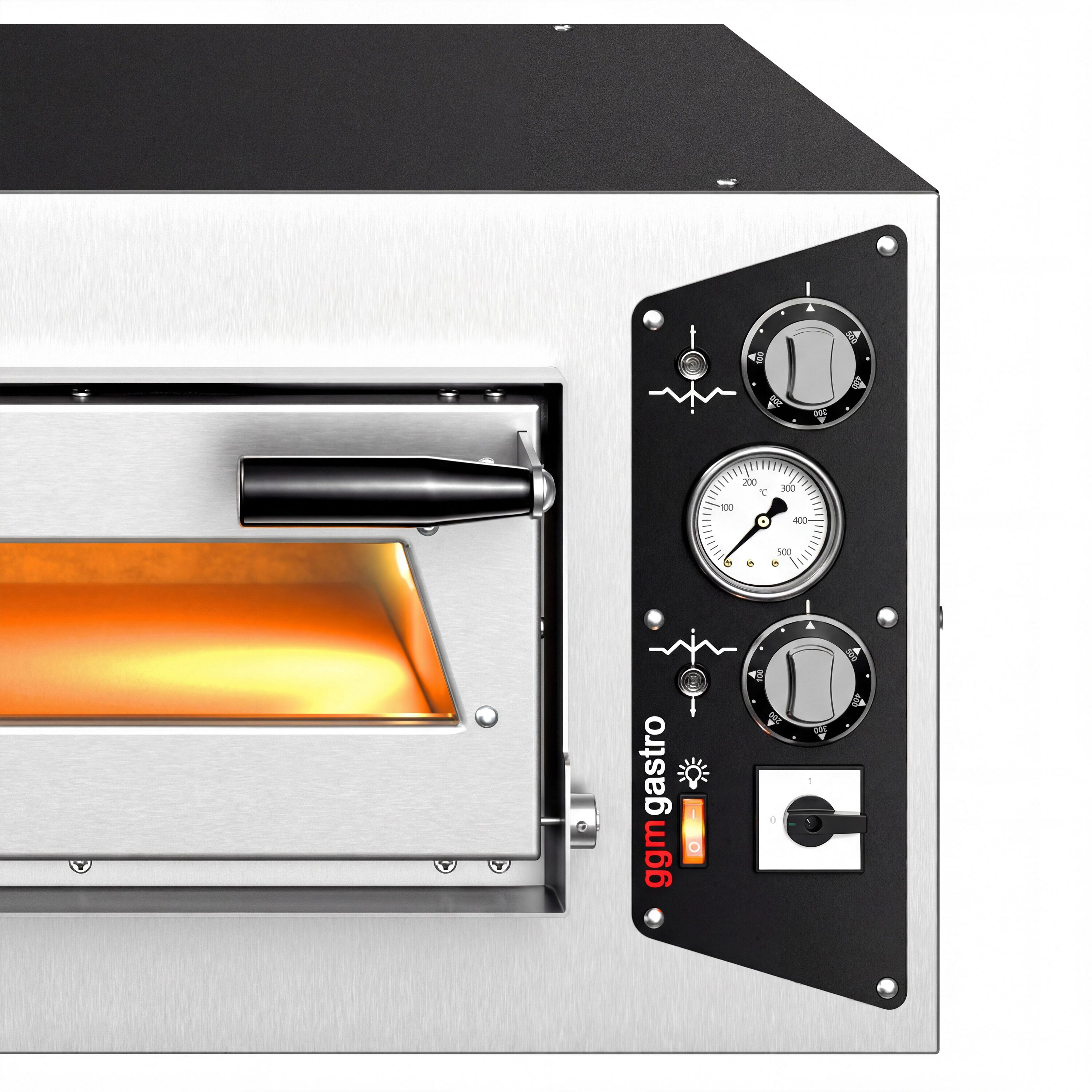 Elektrická vícepatrová kamna na pizzu – jednopatrová – dno ze žáruvzdorného kamene – 6 – Ø 35 cm (13,8 palce) – mechanické ovládání – do 450 °C - Obrázek 4