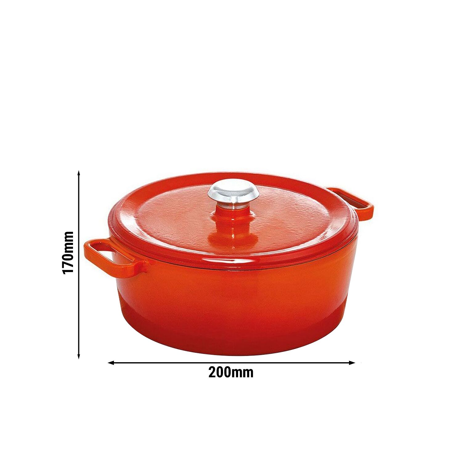 Litinová zapékací mísa – 2,56 litru – Ø 200 mm – oranžová - Obrázek 2