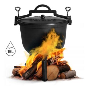 Litinový stojící kotel 15L, lovecký hrnec, gril na oheň MultiGarden