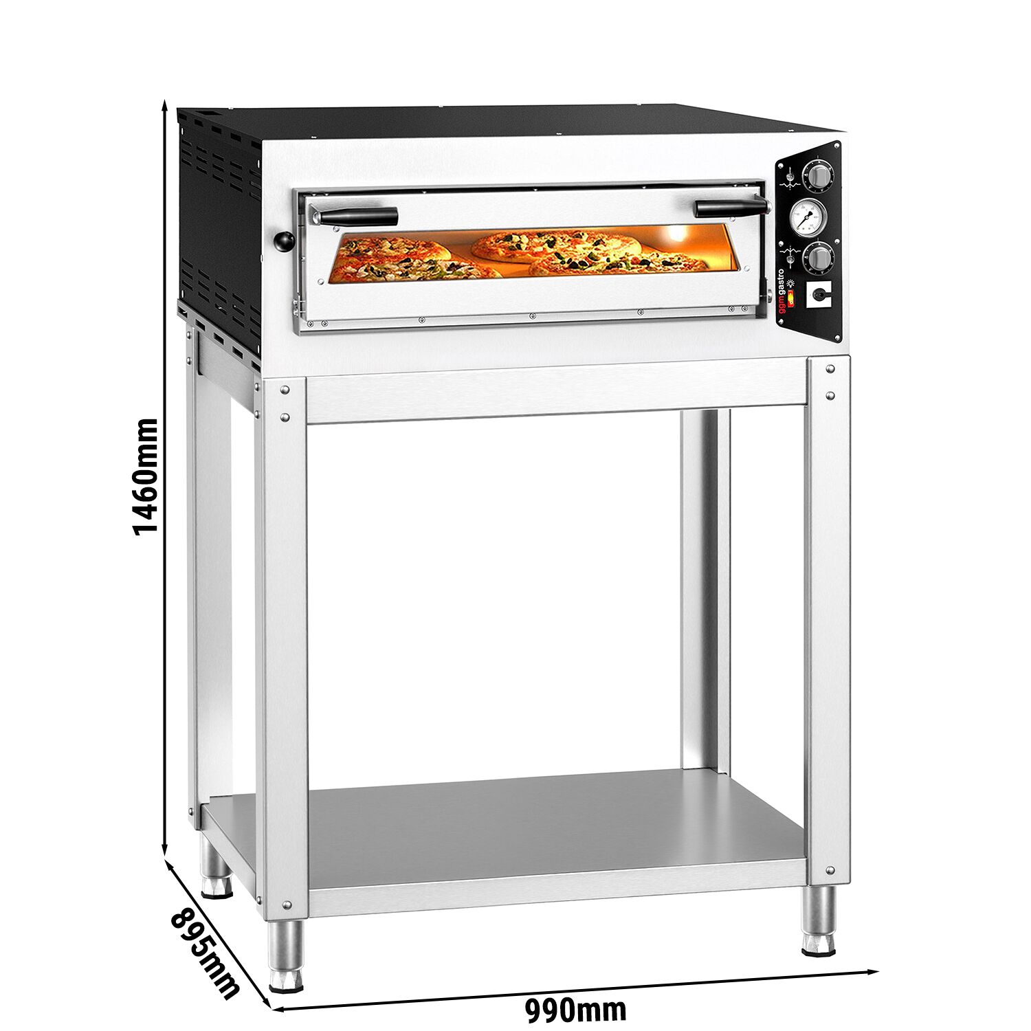Elektrická vícepatrová kamna na pizzu – jednopatrová – ohnivzdorný kámen na pizzu – 4 – Ø 35 cm (13,8 palce) – mechanické ovládání – do 450 °C – včetně podstavce - Obrázek 3