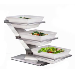 Etažér / bufetový stojan - chrom - včetně 3 melaminových misek Ø 260mm (Kopie) (Kopie)