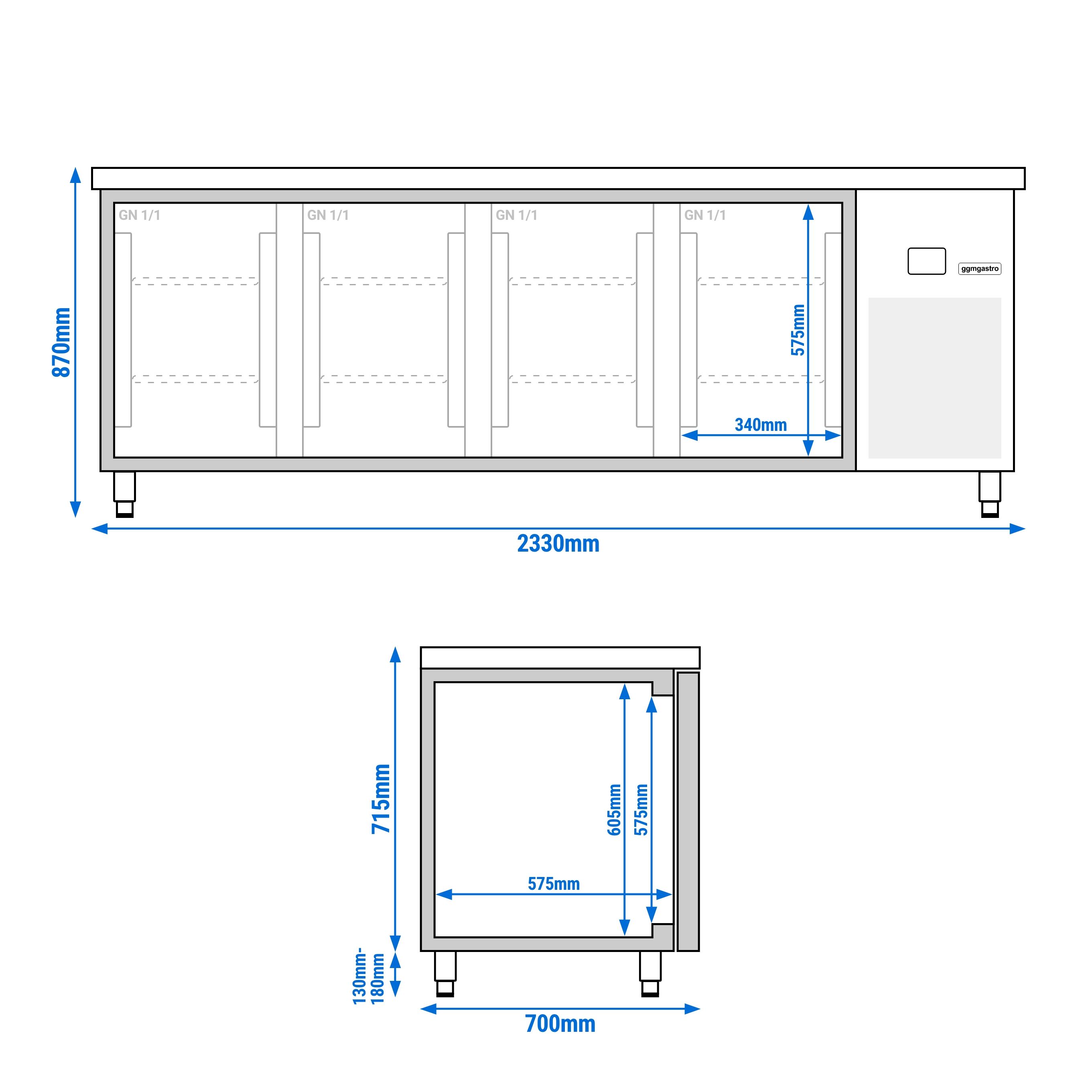 Prémiový mrazící pult – 2300 x 700 mm – se 4 dveřmi - Obrázek 2