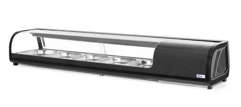 Chladící vitrína na sushi, Arktic, Kapacita: 5x GN 1/2(H)40 mm (včetně nádob)., černá, 220-240V/190W, 1800x420x(H)265mm - Obrázek 2
