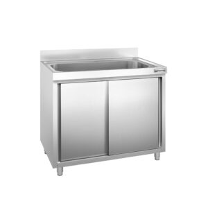 Dřezová skříňka PREMIUM - nerezavějící ocel AISI 304 - 1000x700 mm - posuvné dveře - s 1 dřezem