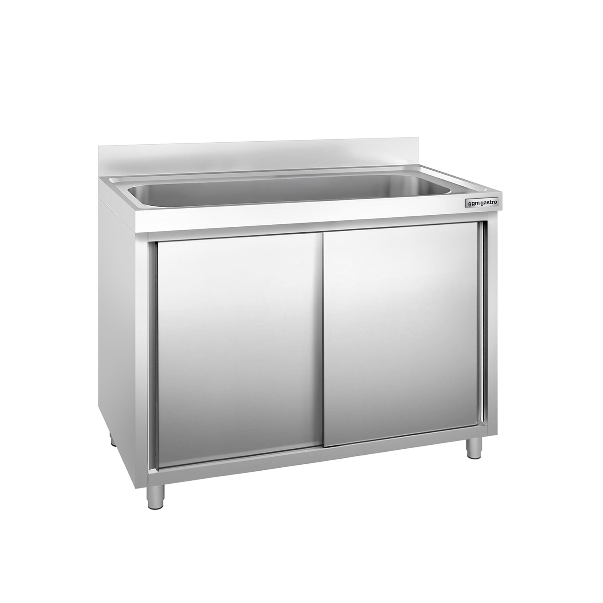 Dřezová skříňka PREMIUM - nerezavějící ocel AISI 304 - 1200x700 mm - posuvné dveře - s 1 dřezem