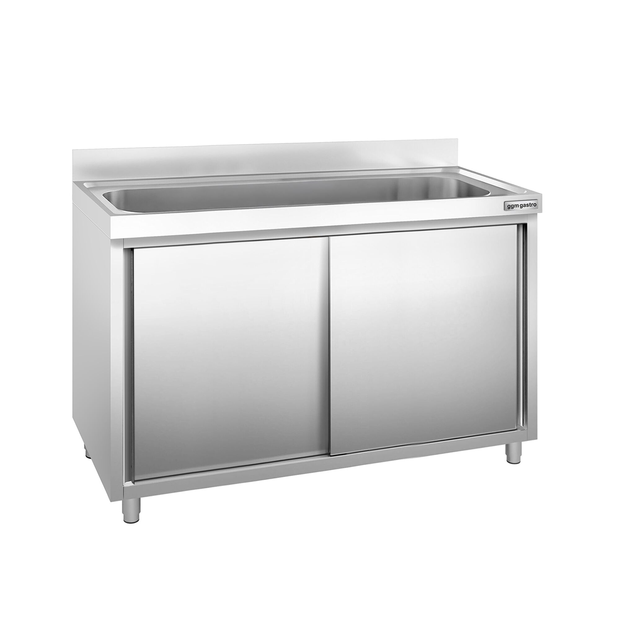 Dřezová skříňka PREMIUM - nerezavějící ocel AISI 304 - 1400x600 mm - posuvné dveře - s 1 dřezem