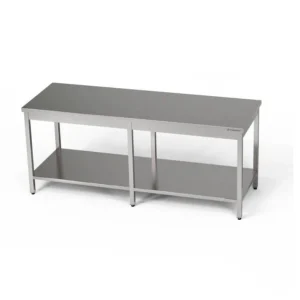 Nerezový centrální pracovní stůl s policí 250x70x85 cm | FORGAST