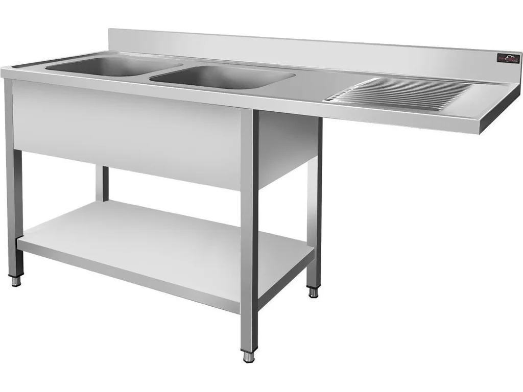 Nerezový dřez k myčce nádobí - 1,8 m, 2 umyvadla vlevo, hloubka 70 cm - Obrázek 5