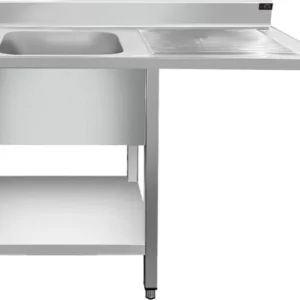 Nerezový dřez k myčce nádobí - 1,4 m, 1 umyvadlo vlevo, hloubka 70 cm