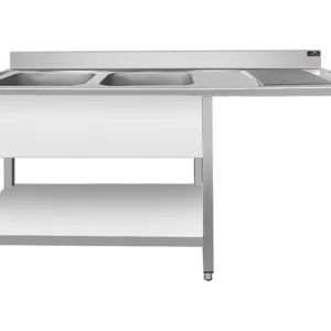 Nerezový dřez k myčce nádobí - 1,6 m, 2 umyvadla vlevo, hloubka 70 cm