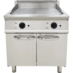Elektrický gril, drážkovaný – 2 zóny, kombinovaná deska (1/2 hladká, 1/2 drážkovaná)