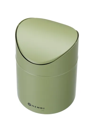 Stolní koš na odpadky s pohyblivým krytem, HENDI, 1,2L, Zelená, ⌀120x(H)165mm - Obrázek 3