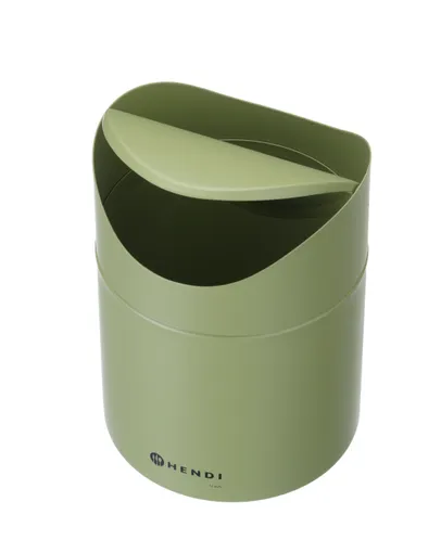 Stolní koš na odpadky s pohyblivým krytem, HENDI, 1,2L, Zelená, ⌀120x(H)165mm - Obrázek 2